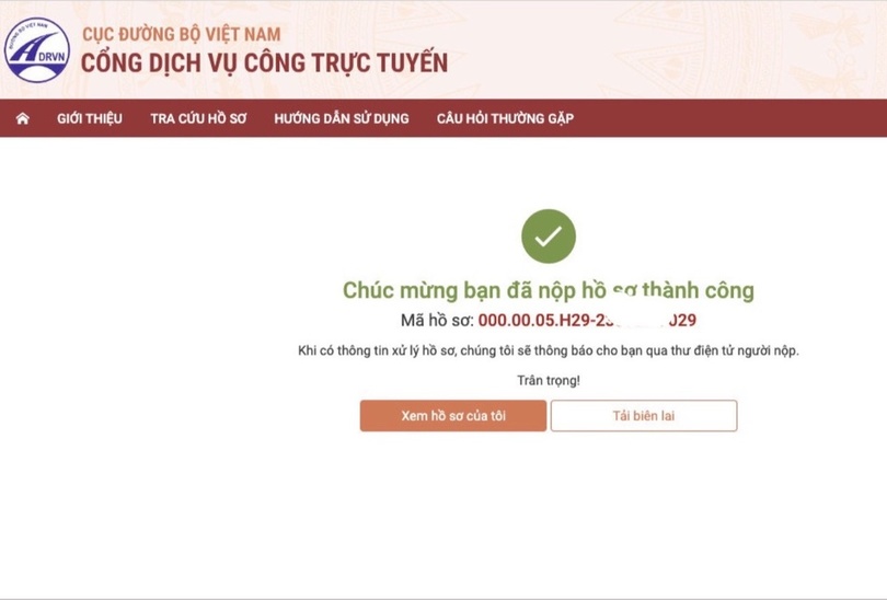 Hoàn tất thanh toán trực tuyến đổi GPLX Quảng Ninh