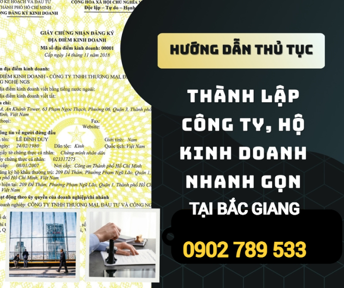 Thành lập công ty, hộ kinh doanh uy tín tại Bắc Giang