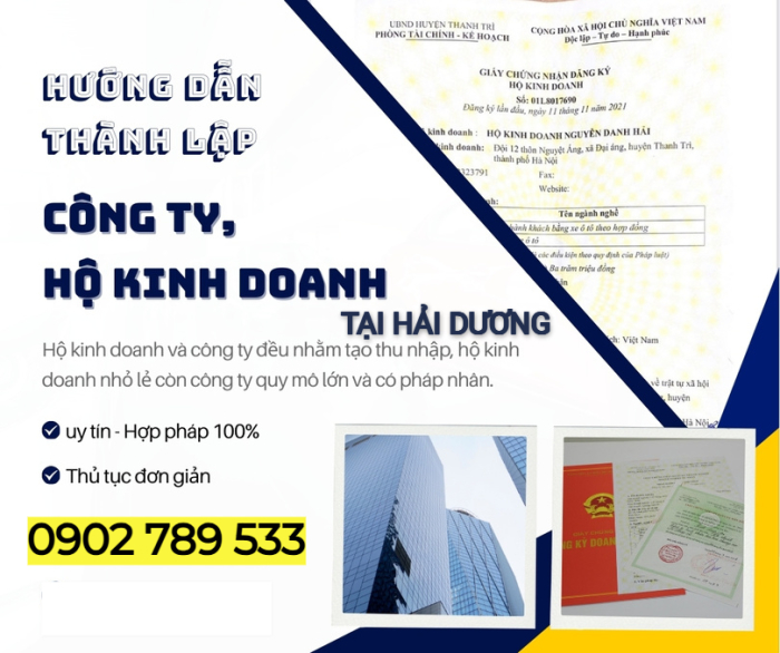 Thành lập công ty, hộ kinh doanh uy tín tại Hải Dương